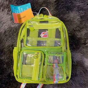 Lisinuo Kids Clear Neon Green Backpack - Transparent School Bag